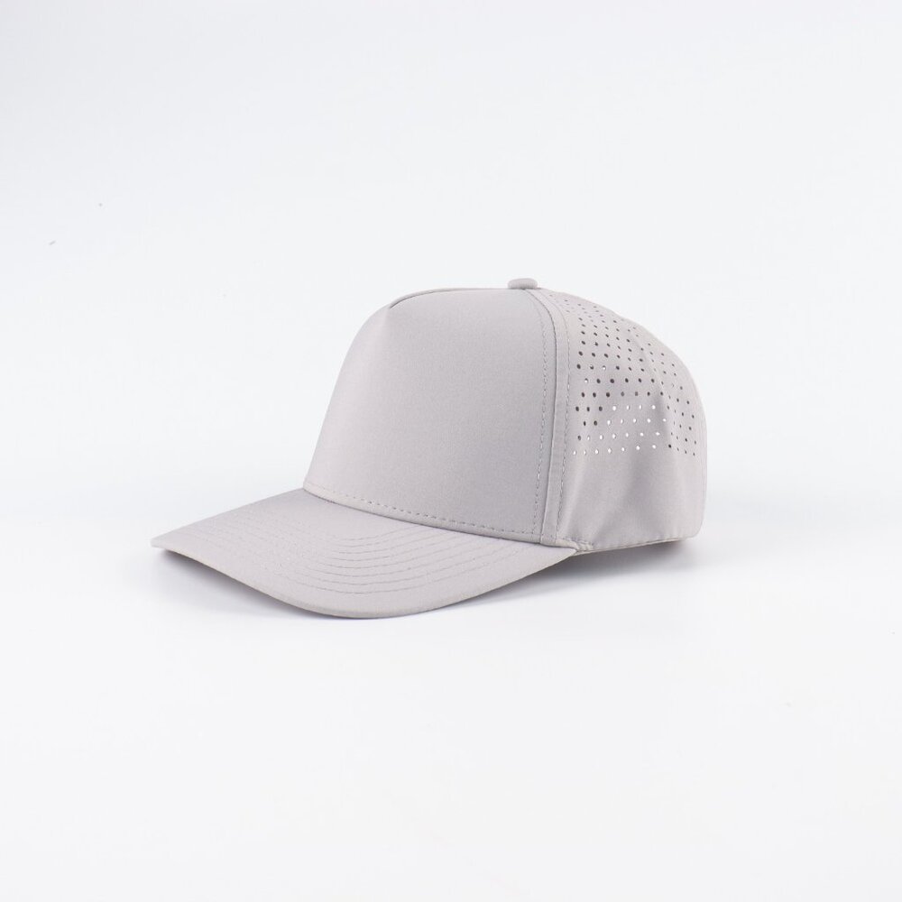 Blank 5 Panel Performance Structured Hats- 12 pack in Color Light Gray